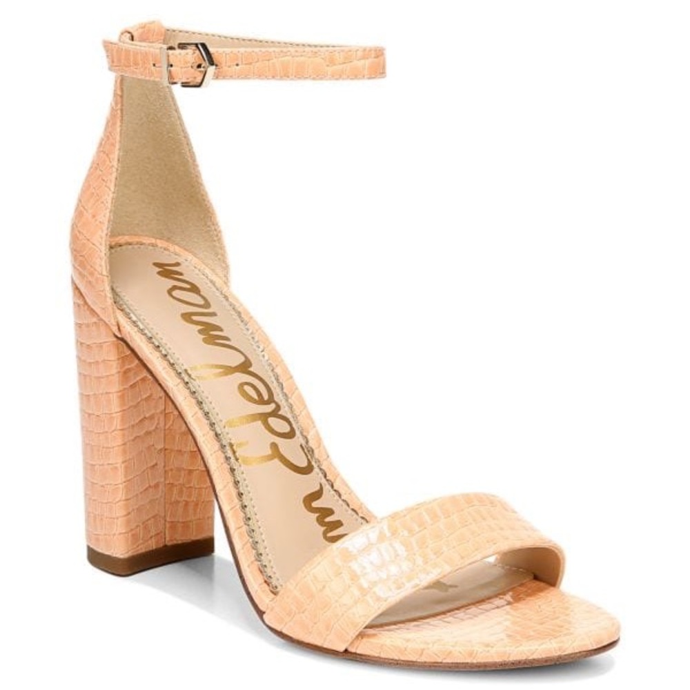 NIB Yaro Peach Crocodile Sam Edelman 4 in Block Heels 👠 🍑